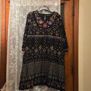 Gudrun Sjoden Black Dress with Embroidery. Medium. NWOT. $80